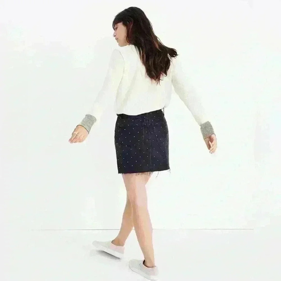 Madewell Rigid Denim A-Line Mini Skirt: Metallic Dots Edition Size 25 - Picture 4 of 15